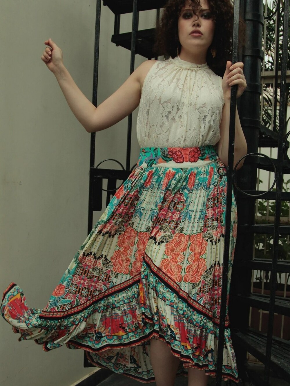Anthropologie Bhanuni by Jyoti Floral High Low Maxi Skirt Size 10